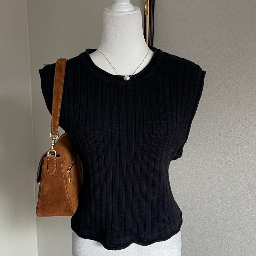 Black Sleeveless Ribbed Top Size 2X
